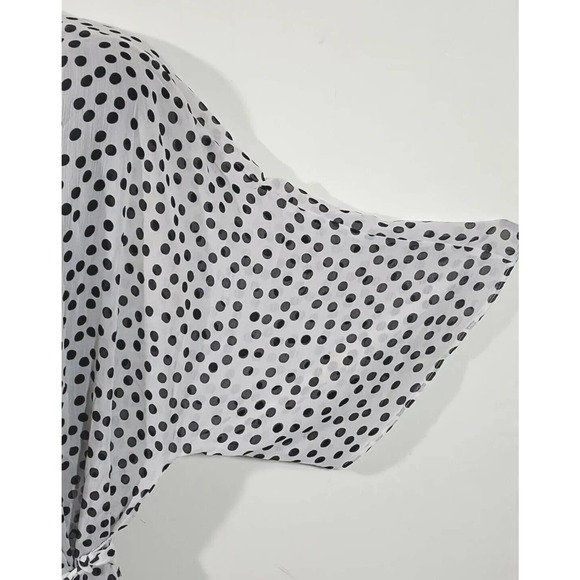 No Boundaries S/M Black White Polka Dot Striped Sheer Belted Long Robe - Picture 3 of 9